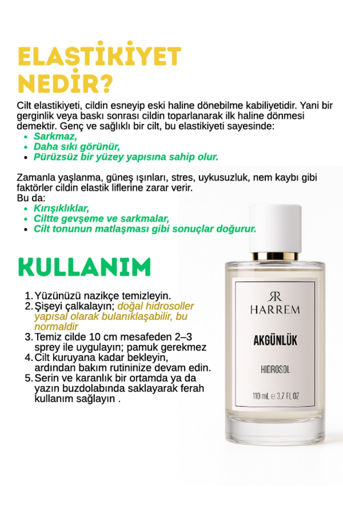 Akgünlük Suyu Elastikiyet Destekleyici, Yaşlanma Karşıtı Doğal 3'lü Tonik 110 ml