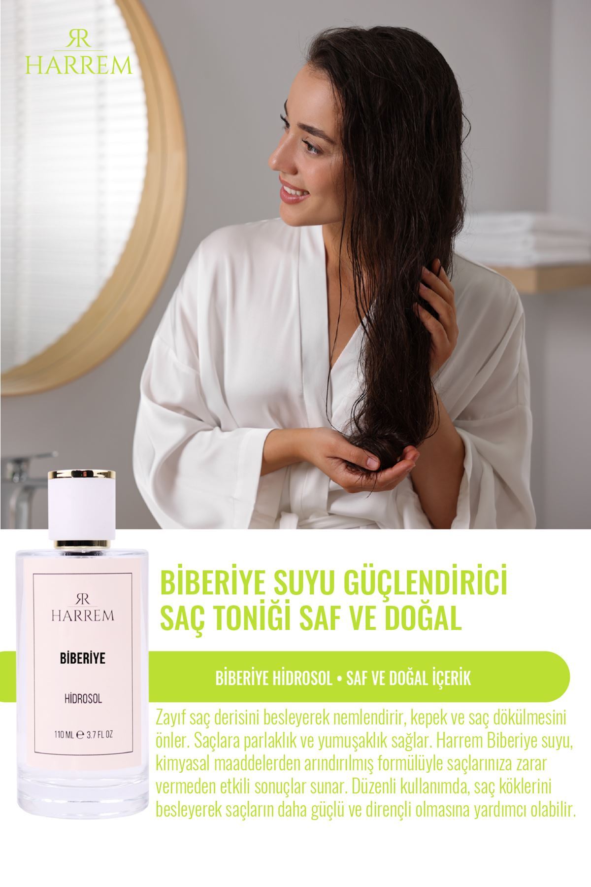 Biberiye Suyu Sebum/Yağ Dengeleyici ve Güçlendirici Saç Toniği Saf ve Doğal 100 Ml