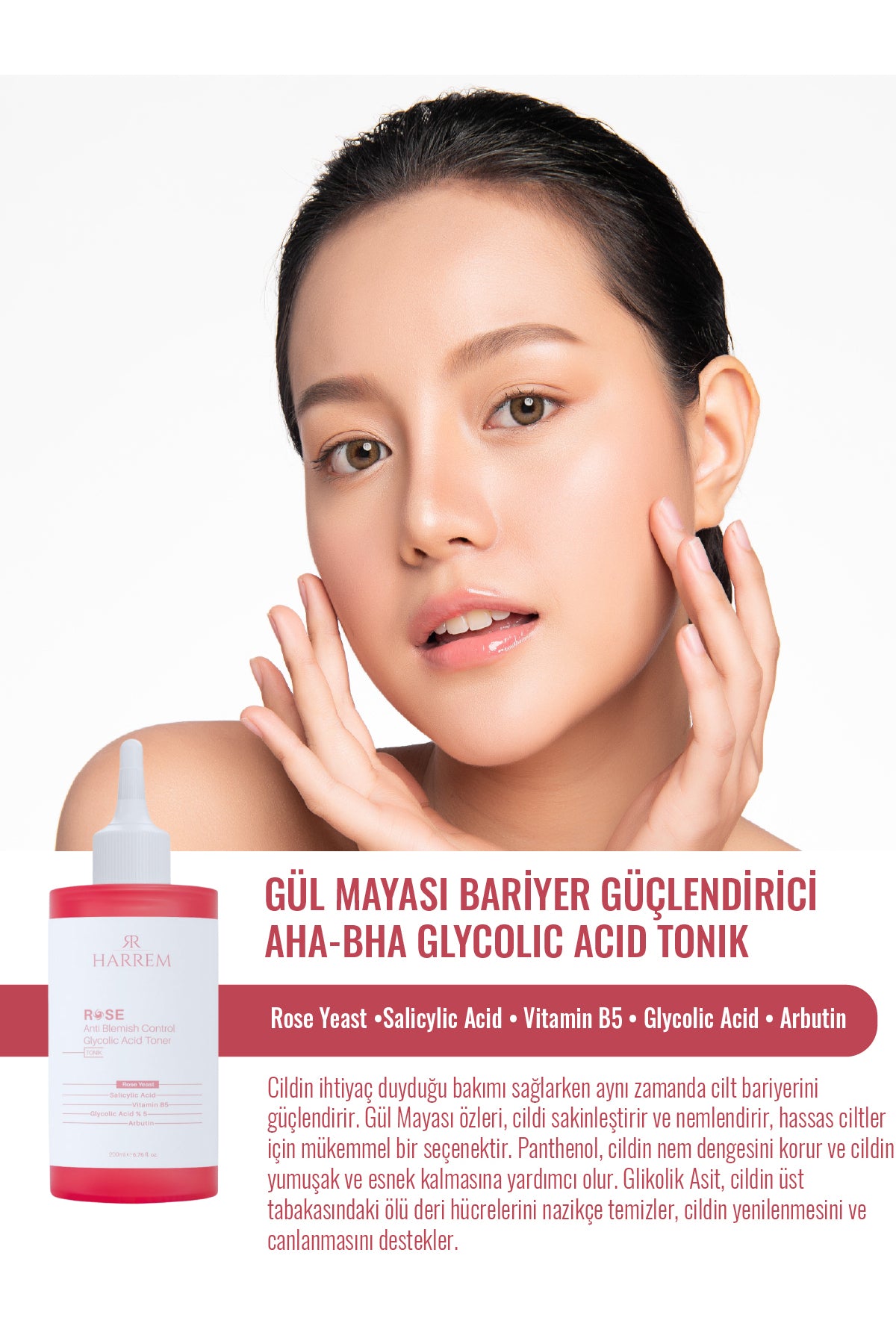Rose Series Gül Mayası Bariyer Güçlendirici Aha Bha Glycolic Acid Tonik 200 ML