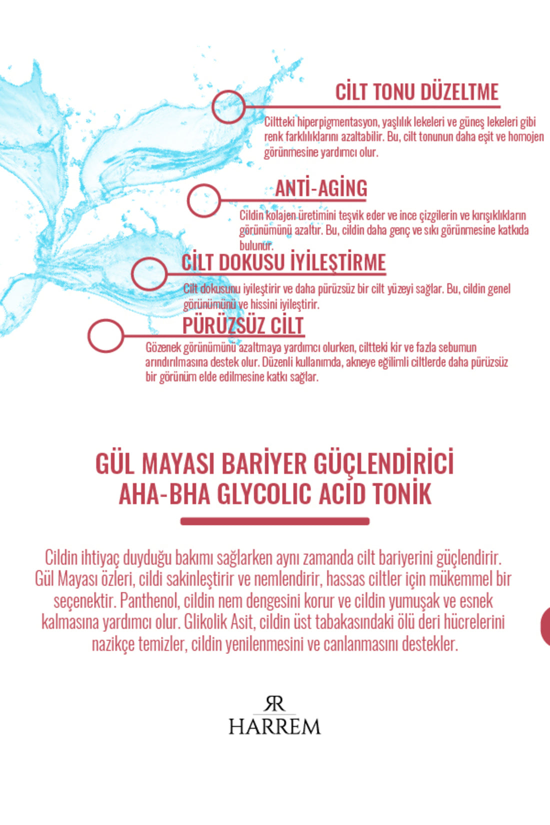 Rose Series Gül Mayası Bariyer Güçlendirici Aha Bha Glycolic Acid Tonik 200 ML
