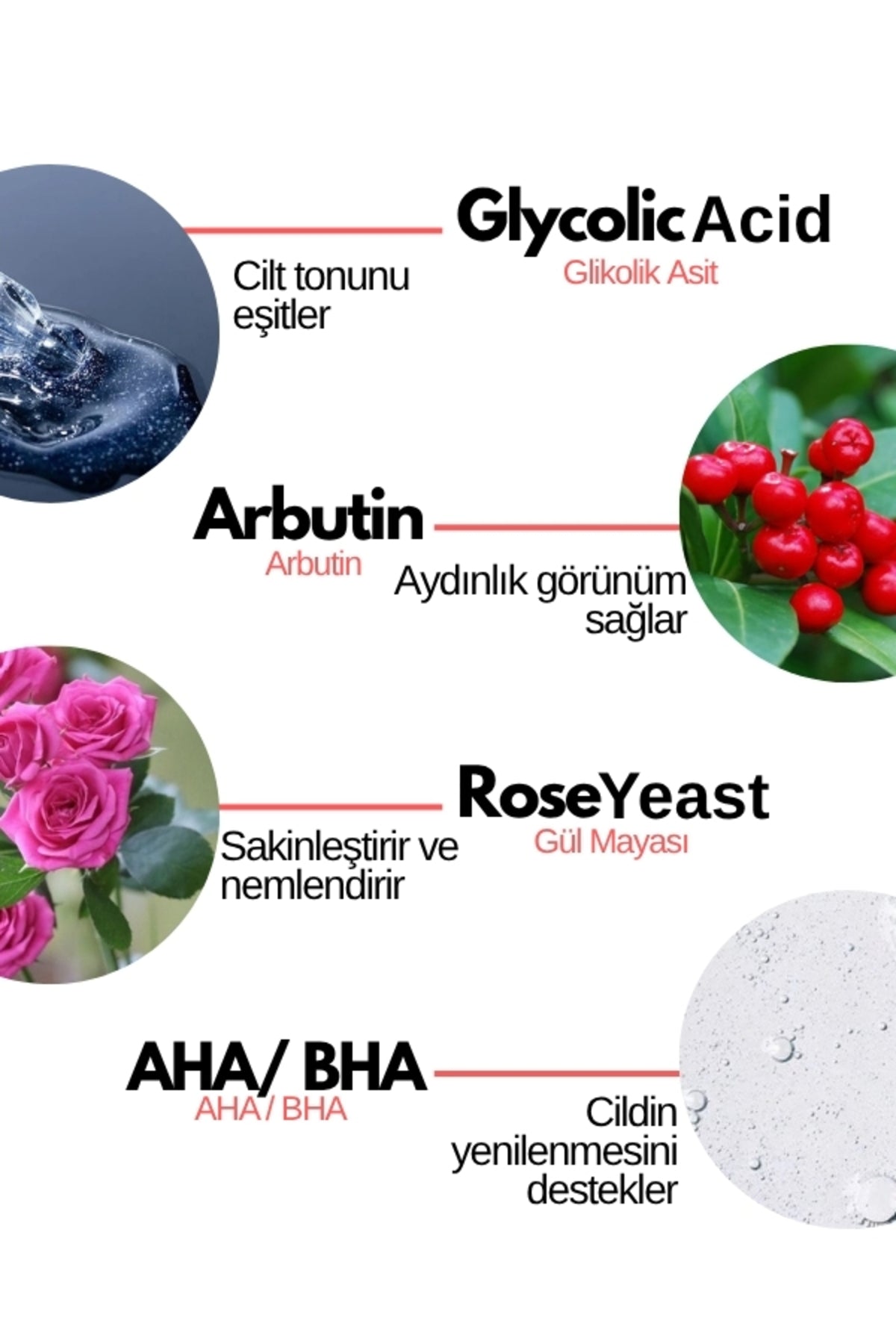 Rose Series Gül Mayası Bariyer Güçlendirici Aha Bha Glycolic Acid Tonik 200 ML